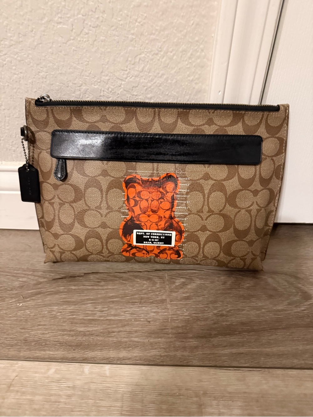 Coach Carryall Pouch in Signature Canvas with Vandal Gummy Bear